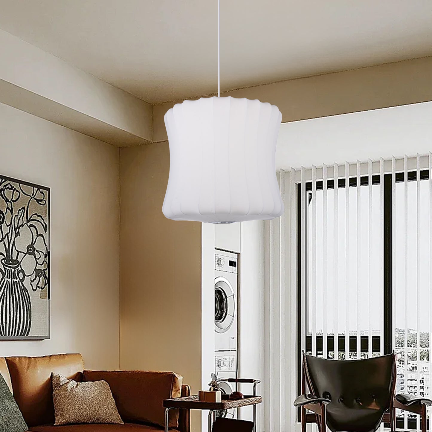 (Z)Modern Petal-Shape Adjustable Ceiling Light - Nordic Style White Pendant Lamp for Living Room and Dining Area - Diameter 50cm