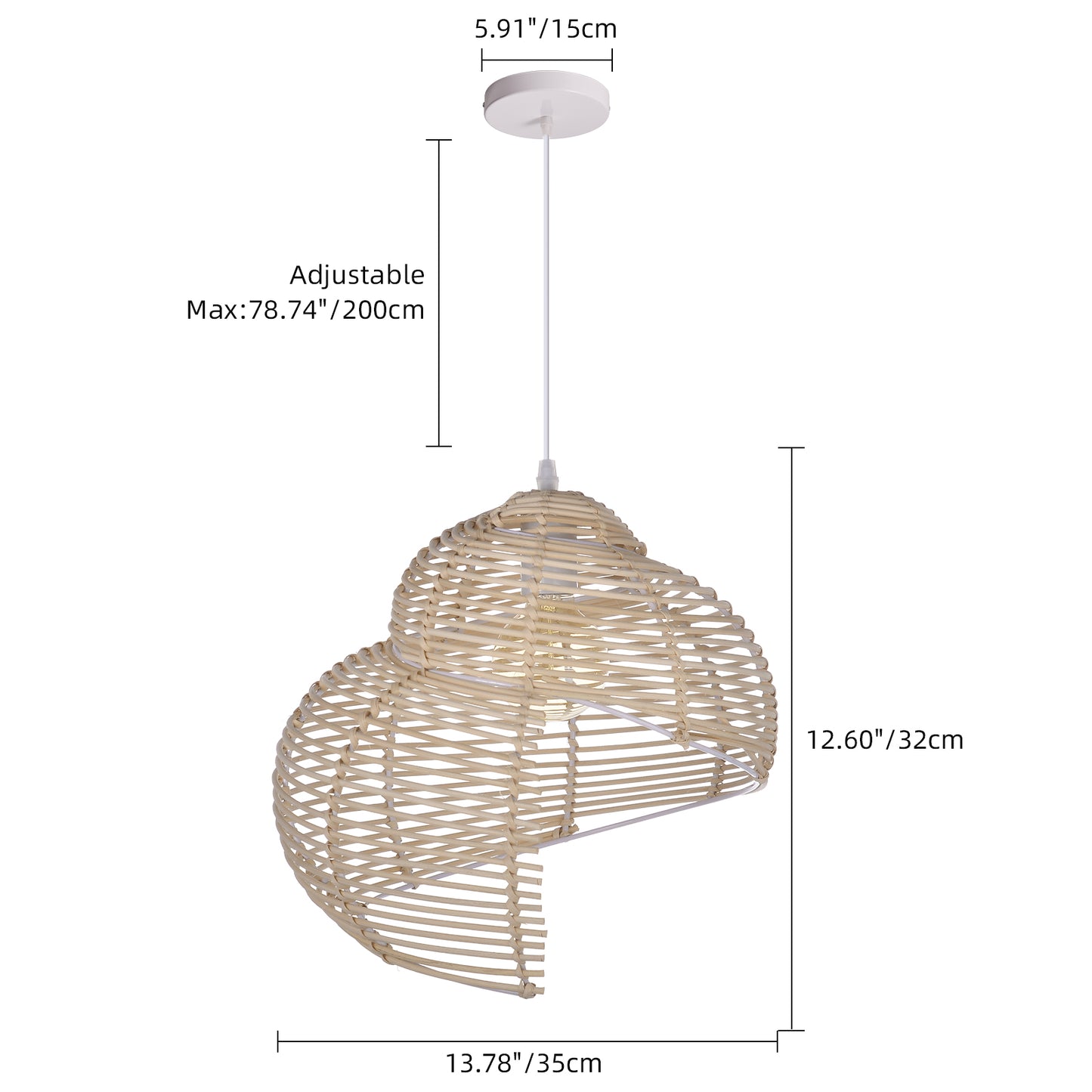 (M) ARTURESTHOME Conch Weave Pendant Light Hanging Chandelier Rattan Handmade Hanging Lights Fixture