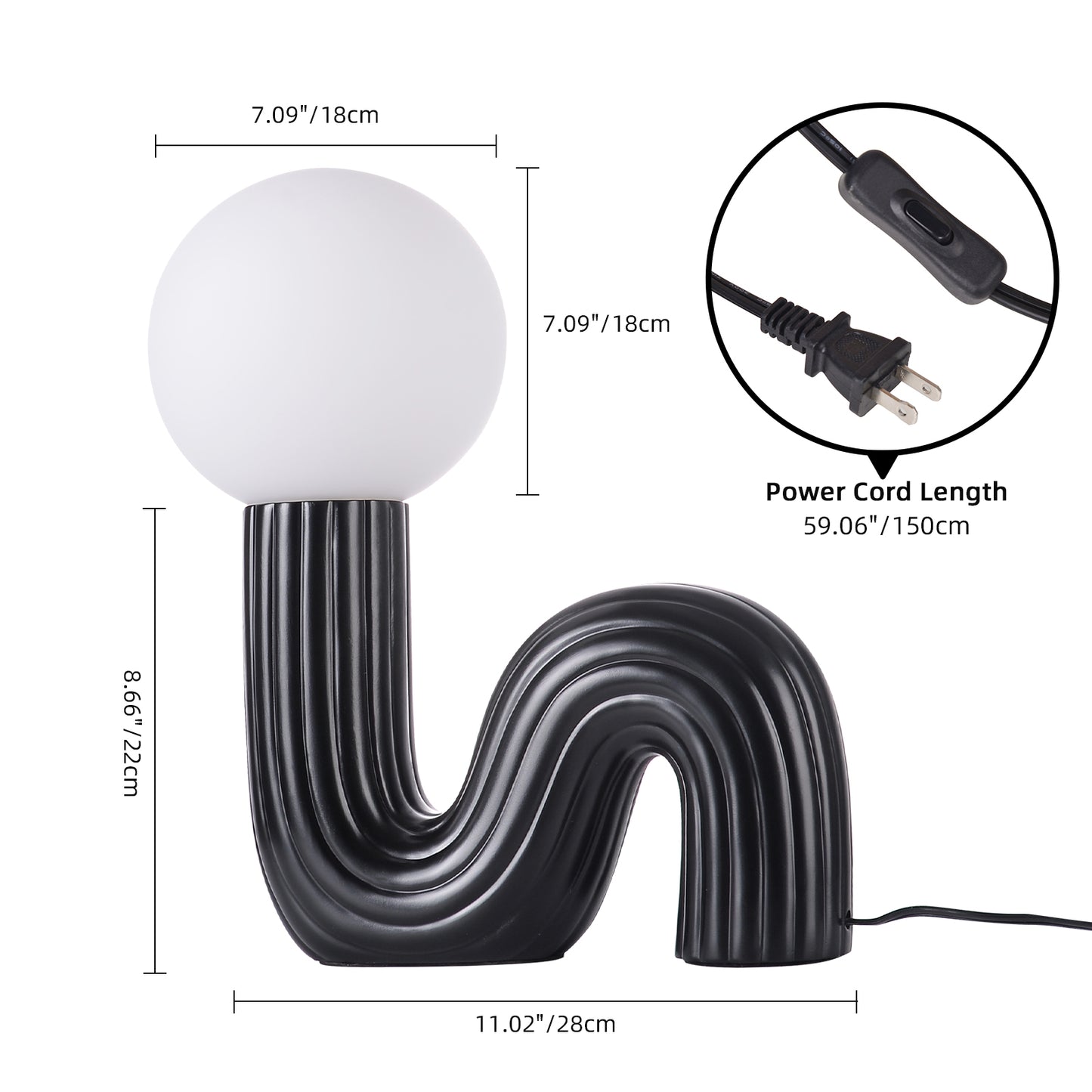 (M) Black Table Lamps G9 for Bedroom Bedside Desk Lamp