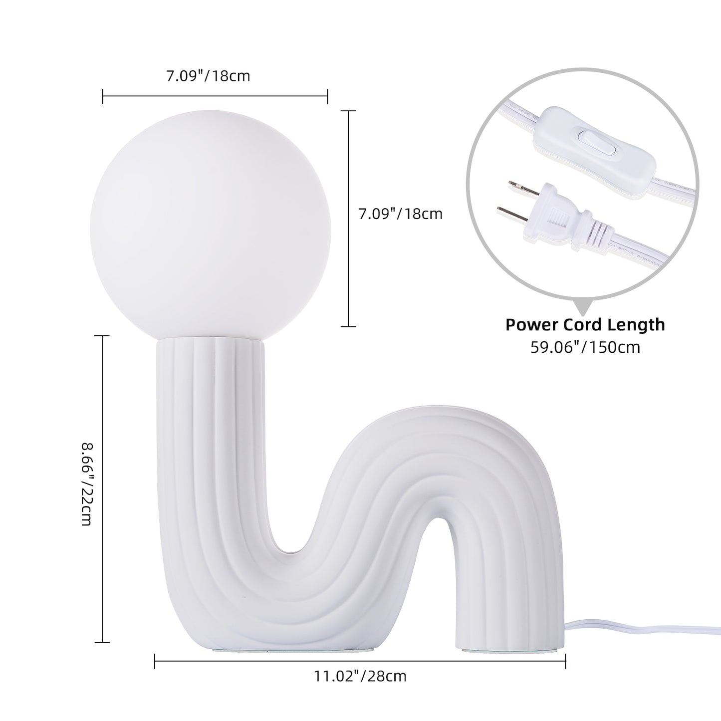 (M) White Table Lamps G9 for Bedroom Bedside Desk Lamp