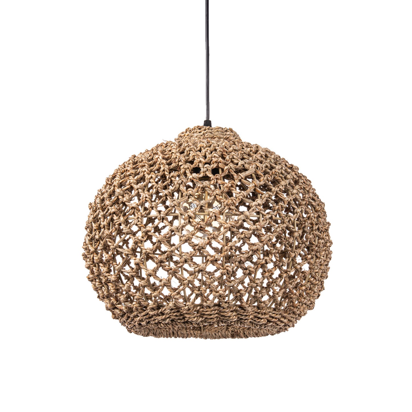 Ceiling Hanging Fixture Natural Seagrass Pendant Lighting Rattan Single Light Weaving Lampshade for Restaurant Bar