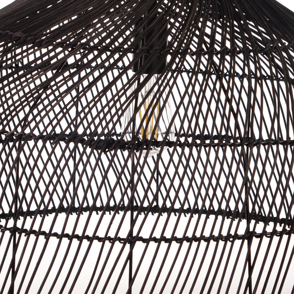 (Q)23 Inch Bohemian Style Pendant Light,Japanese Bamboo and Rattan Hand Woven Pendant Light,Suitable for Kitchen Island,Bedroom,Living Room