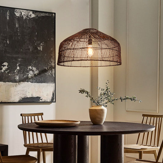 (Q)23 Inch Bohemian Style Pendant Light,Japanese Bamboo and Rattan Hand Woven Pendant Light,Suitable for Kitchen Island,Bedroom,Living Room