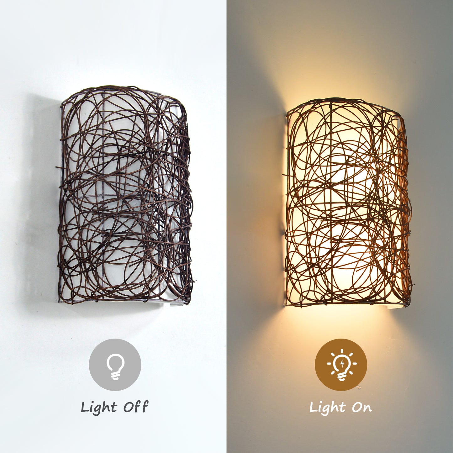 (Z) Wall lamps Rattan wall lamps Hand-woven rattan wall lamps Vintage lamps Retro style wall lamps Suitable for living room bedroom wall lamps