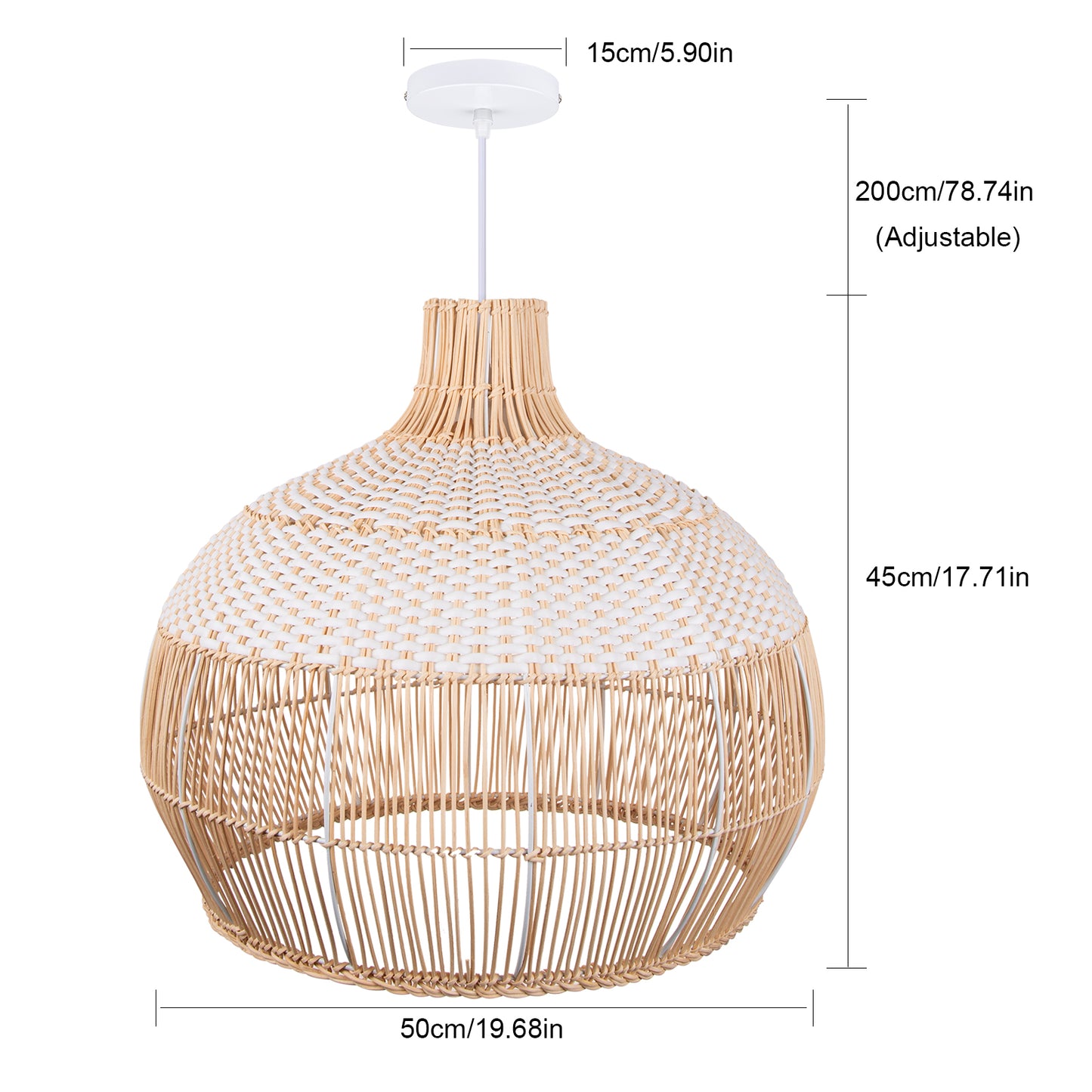 (M)Rattan Pendant Light  Wicker Chandelier Coastal Handmade Woven Hanging Ceiling Lighting Fixtures Lampshade for Living Room Bedroom