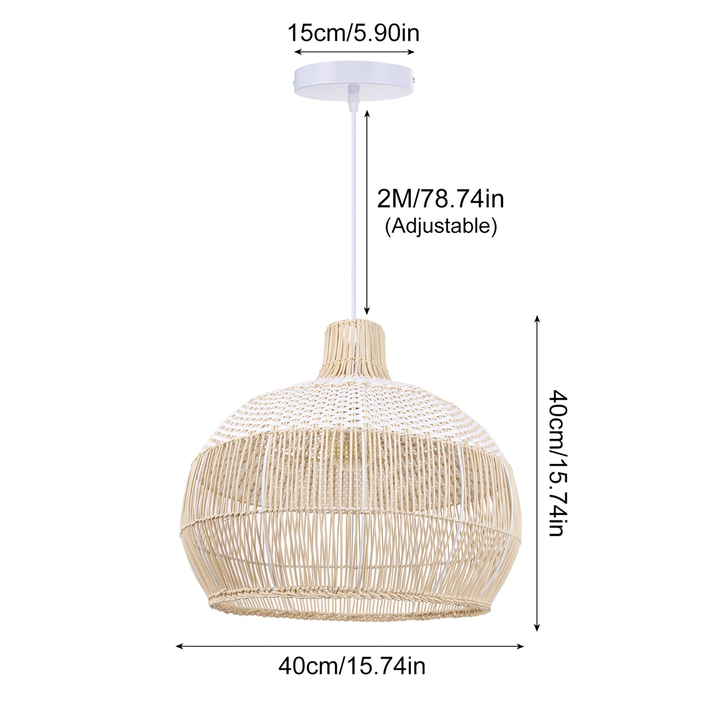 (M)Rattan Pendant Light  Wicker Chandelier Coastal Handmade Woven Hanging Ceiling Lighting Fixtures Lampshade for Living Room Bedroom