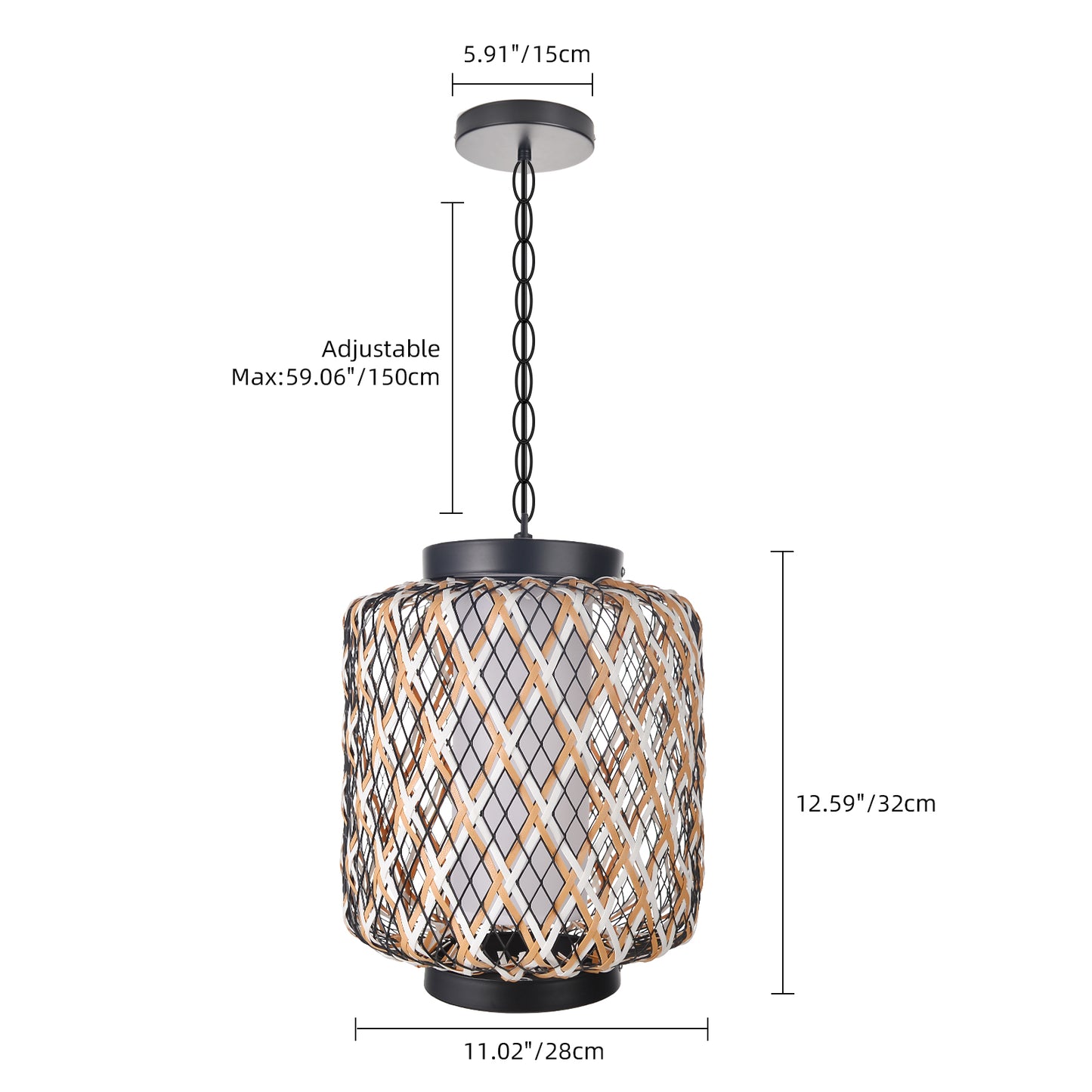 (Q)Outdoor Waterproof Rattan Decorative Pendant Light,Modern Minimalist Style Pendant light, Suitable for Living Room, Dining Room, Bedroom