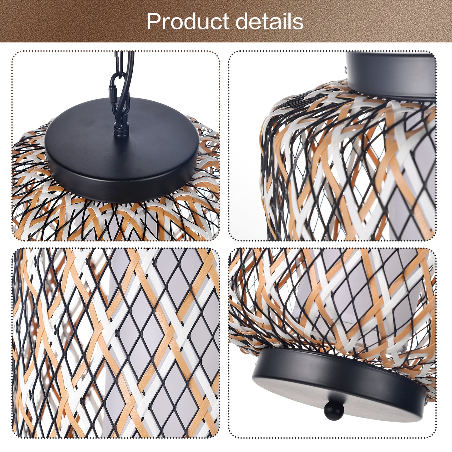 (Q)Outdoor Waterproof Rattan Decorative Pendant Light,Modern Minimalist Style Pendant light, Suitable for Living Room, Dining Room, Bedroom