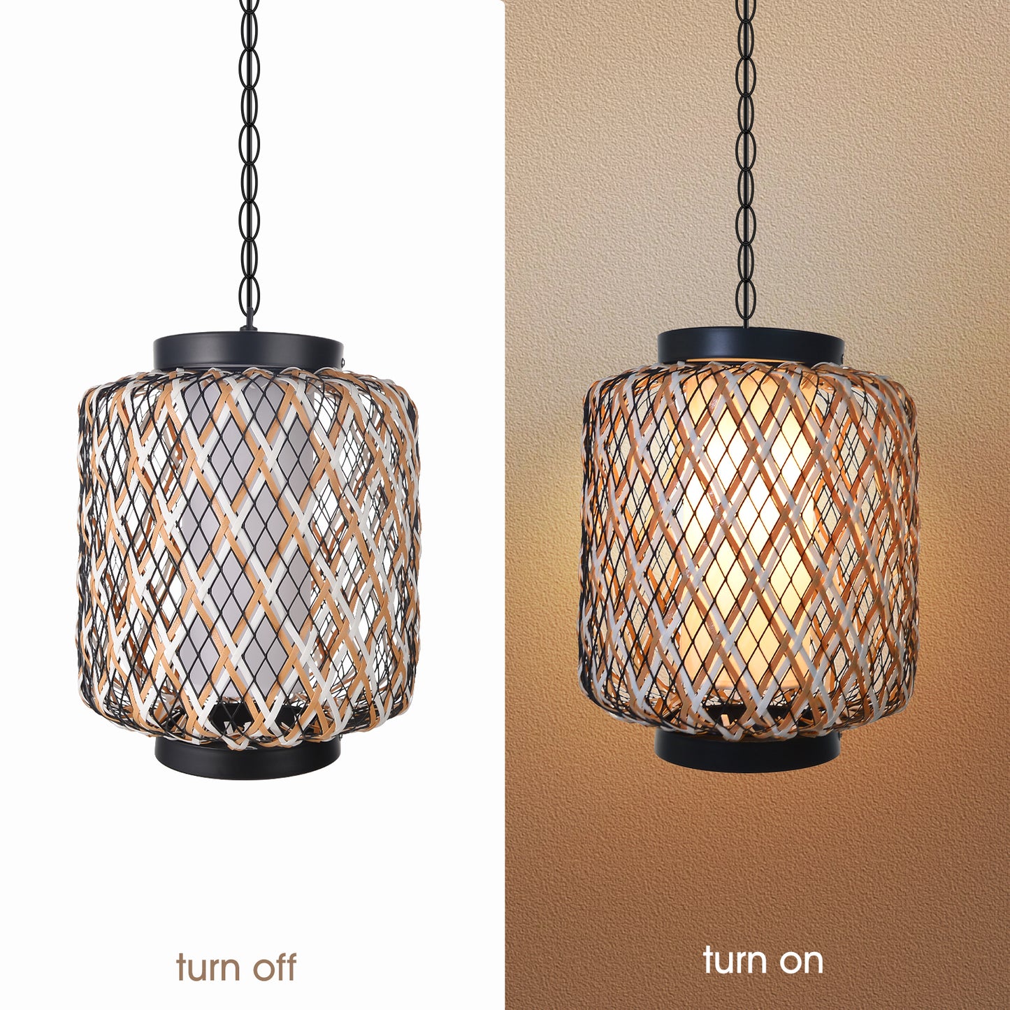 (Q)Outdoor Waterproof Rattan Decorative Pendant Light,Modern Minimalist Style Pendant light, Suitable for Living Room, Dining Room, Bedroom
