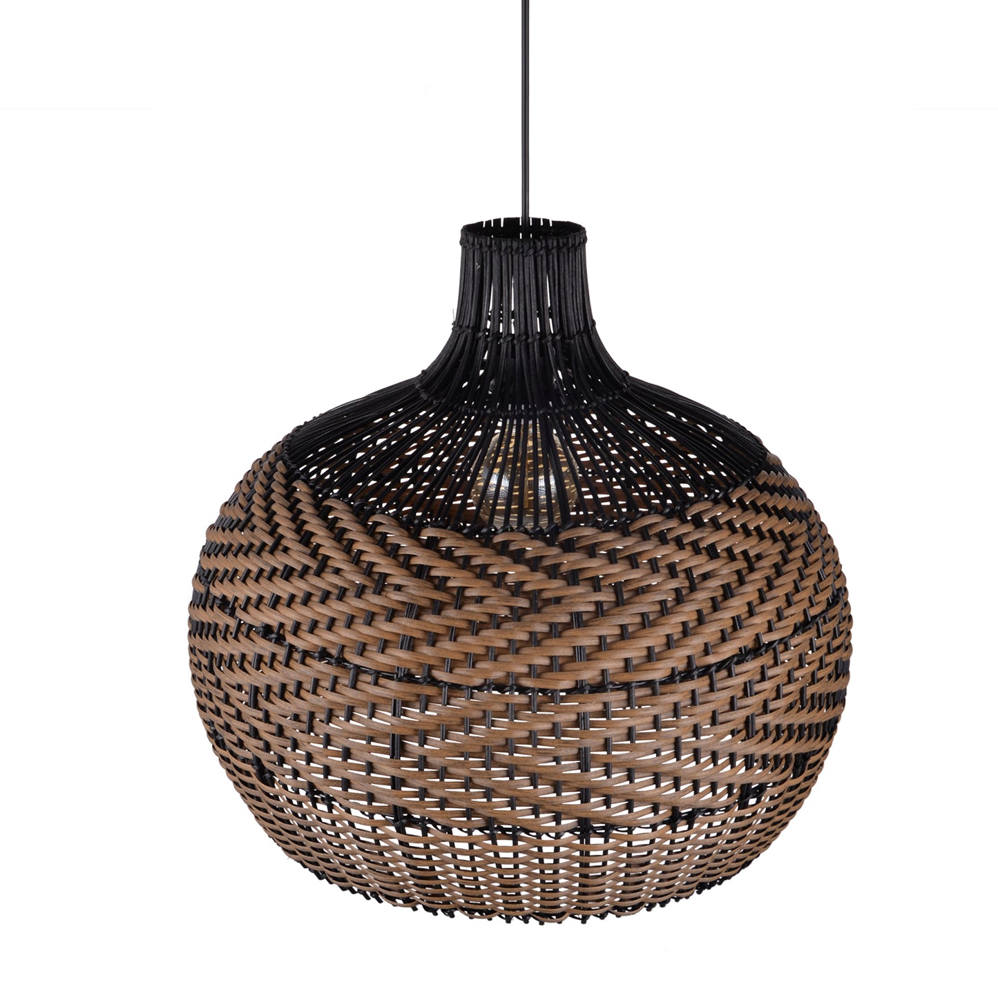 (Q)15.75 Inch Woven Rattan Pendant Light,Retro Style Creative Lantern Lampshade,Suitable for Living Room,Bedroom,Bining room, Farmhouse