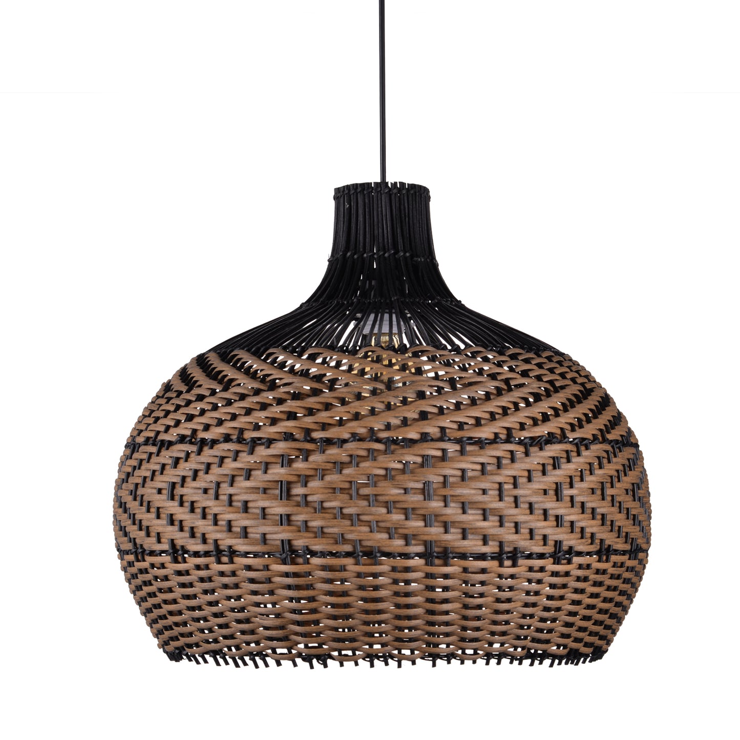 Handmade Black Brown Rattan Pendant Light For Dining Room Living Room