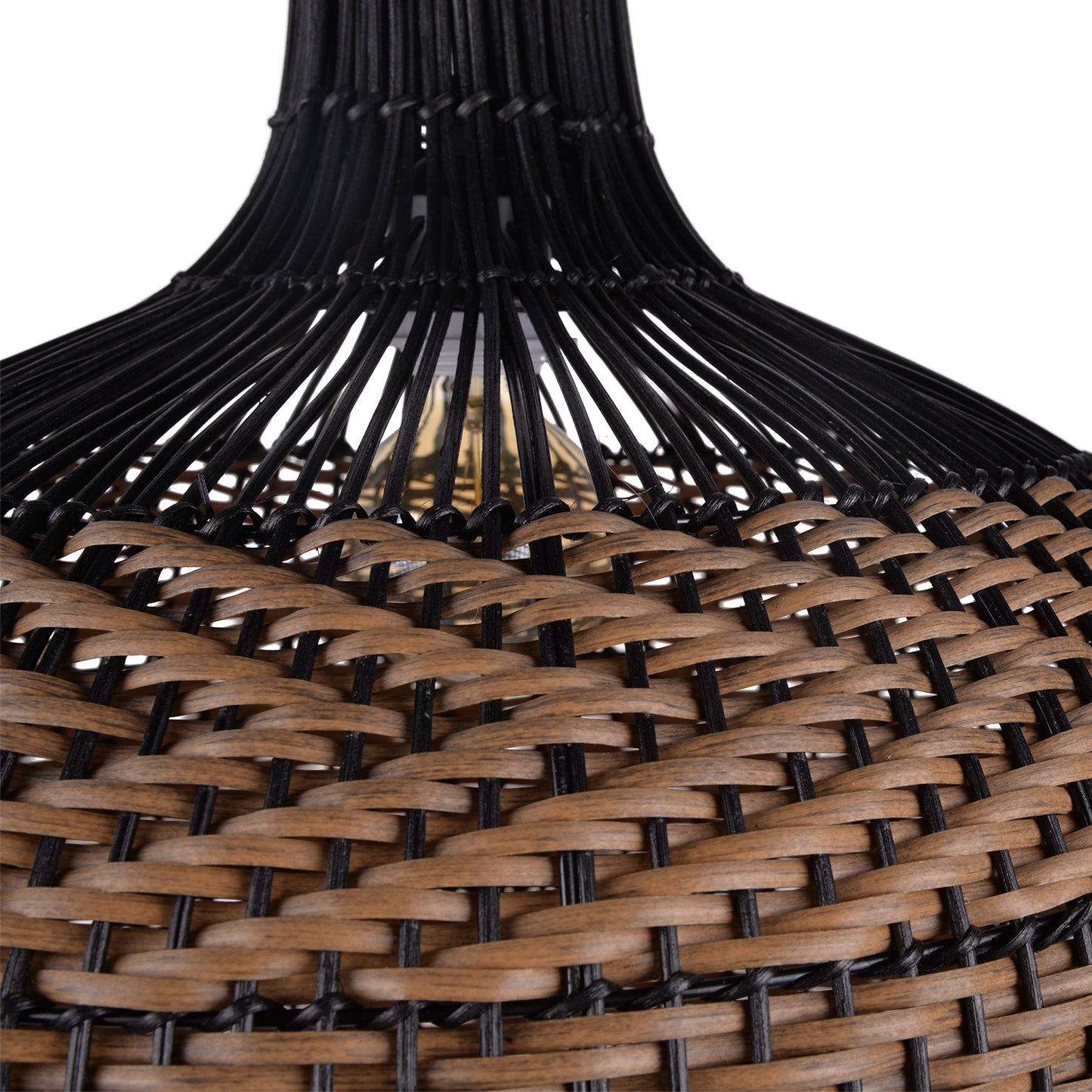 Handmade Black Brown Rattan Pendant Light For Dining Room Living Room