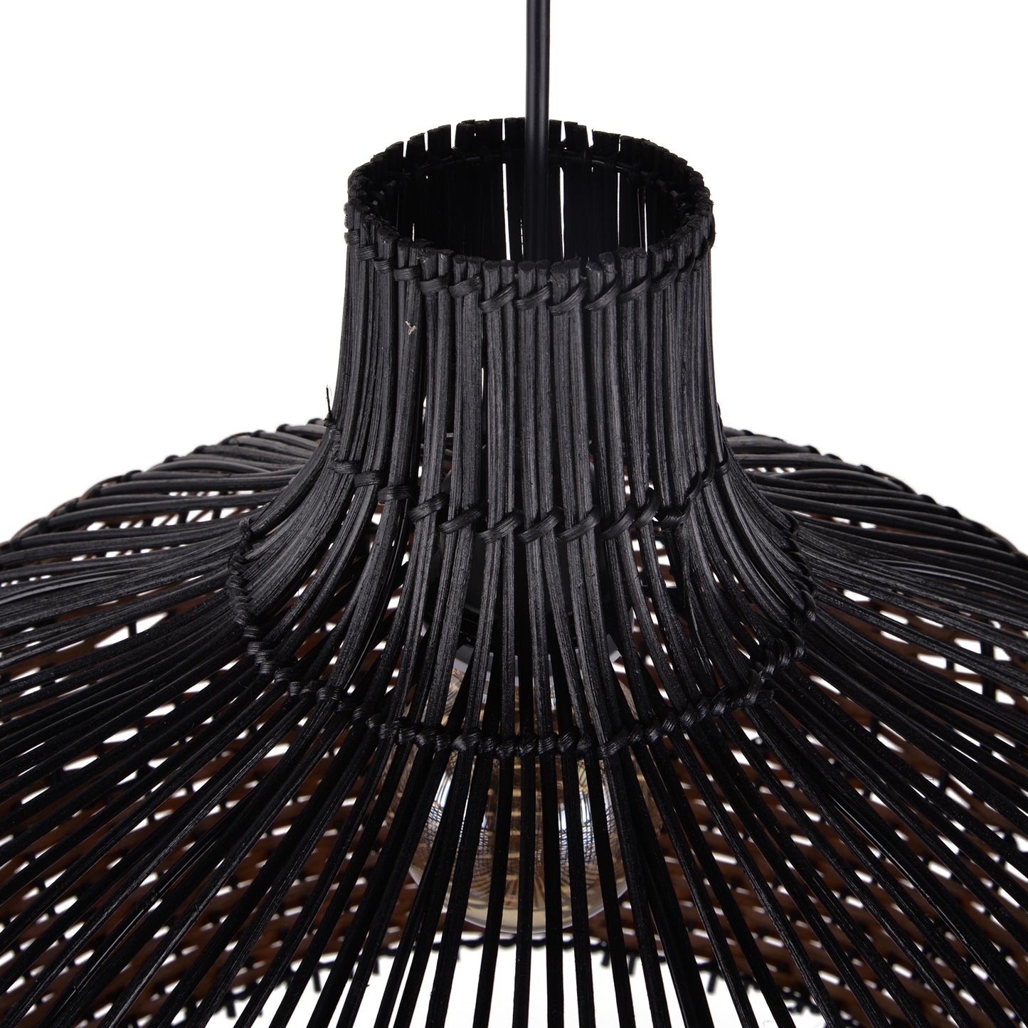 Handmade Black Brown Rattan Pendant Light For Dining Room Living Room