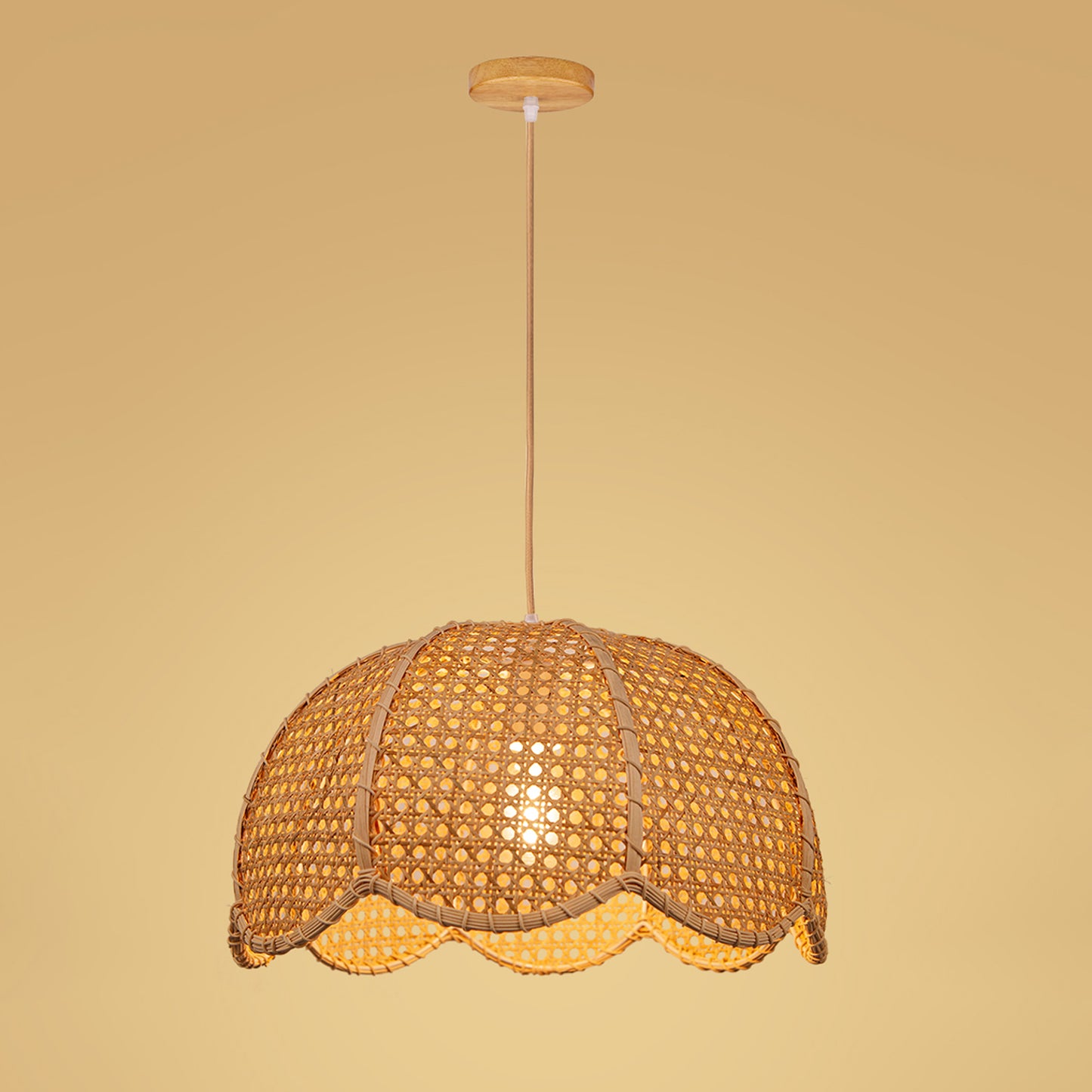 Handwoven Rattan Chandelier Flower Hollow Out Pendant Light