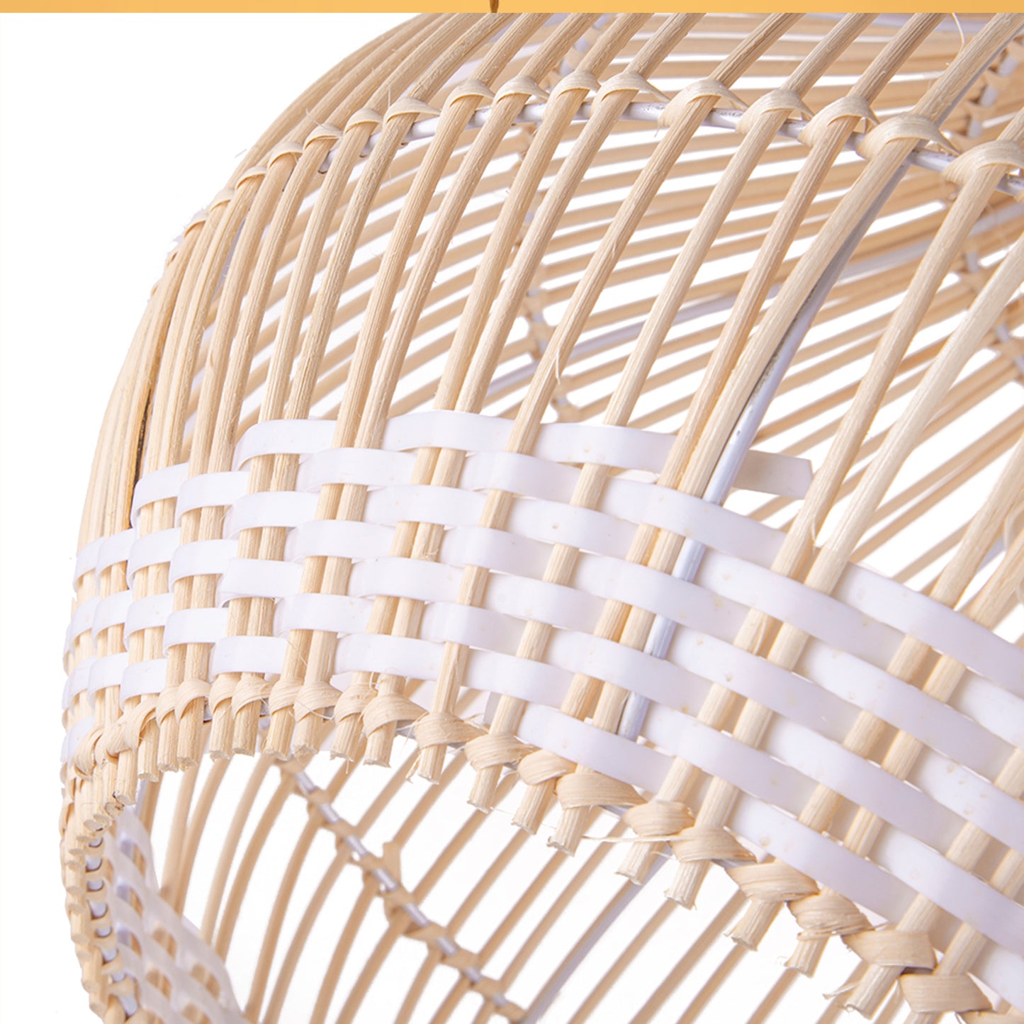 (M) White Rattan Pendant Lighting Handmade Lighting Fixture for Living Room