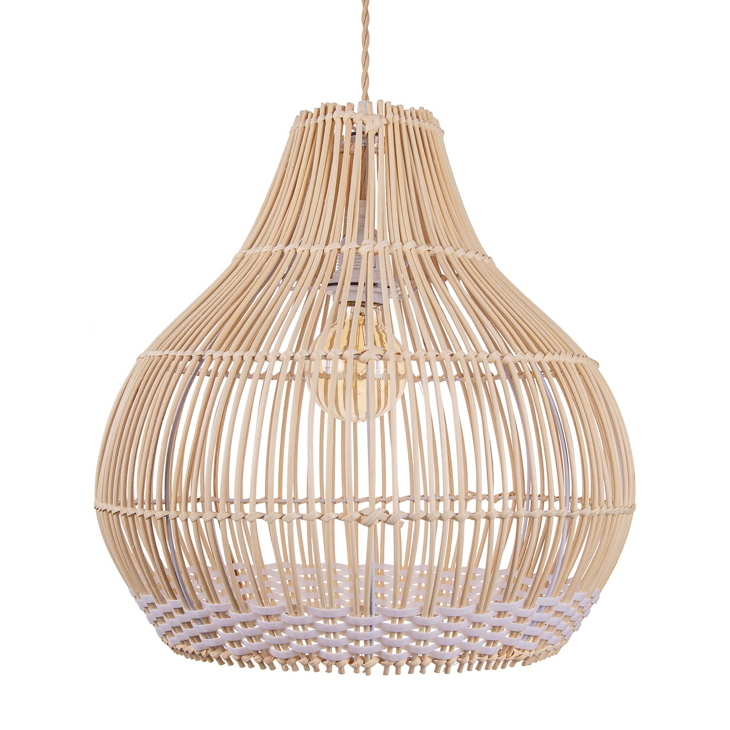 (M) White Rattan Pendant Lighting Handmade Lighting Fixture for Living Room