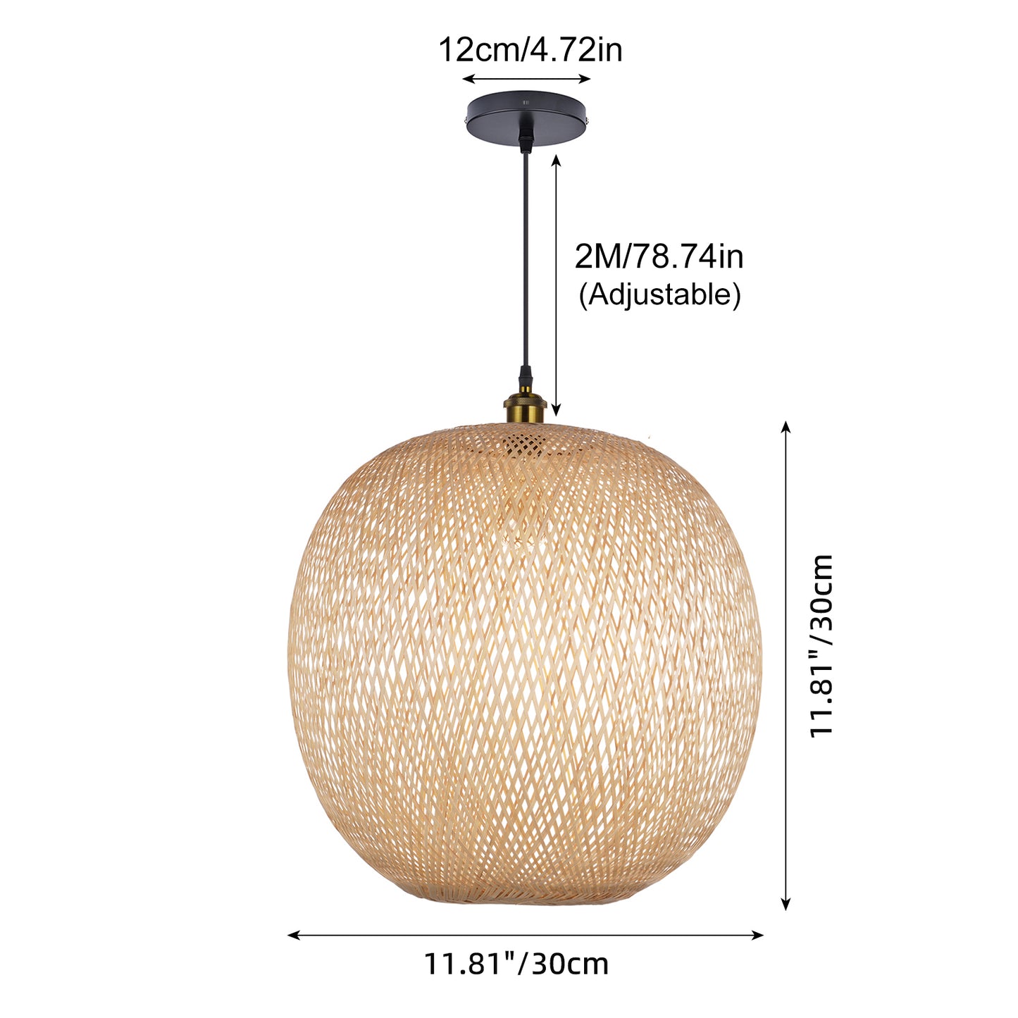 (Z)ARTURESTHOME Natural Bamboo Hand-Woven Chandelier Ceiling Light Fixture Simple Modern Chinese Lamps and Lanterns Decoration