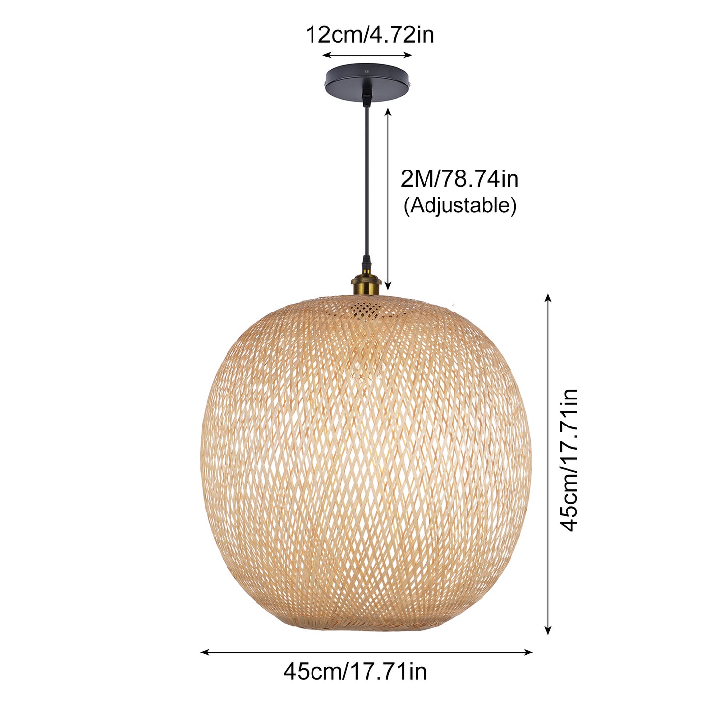 (Z)ARTURESTHOME Natural Bamboo Hand-Woven Chandelier Ceiling Light Fixture Simple Modern Chinese Lamps and Lanterns Decoration