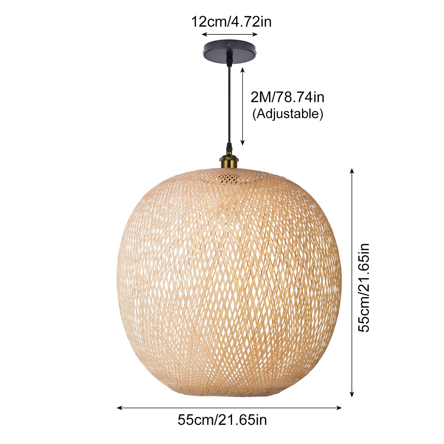 (Z)ARTURESTHOME Natural Bamboo Hand-Woven Chandelier Ceiling Light Fixture Simple Modern Chinese Lamps and Lanterns Decoration