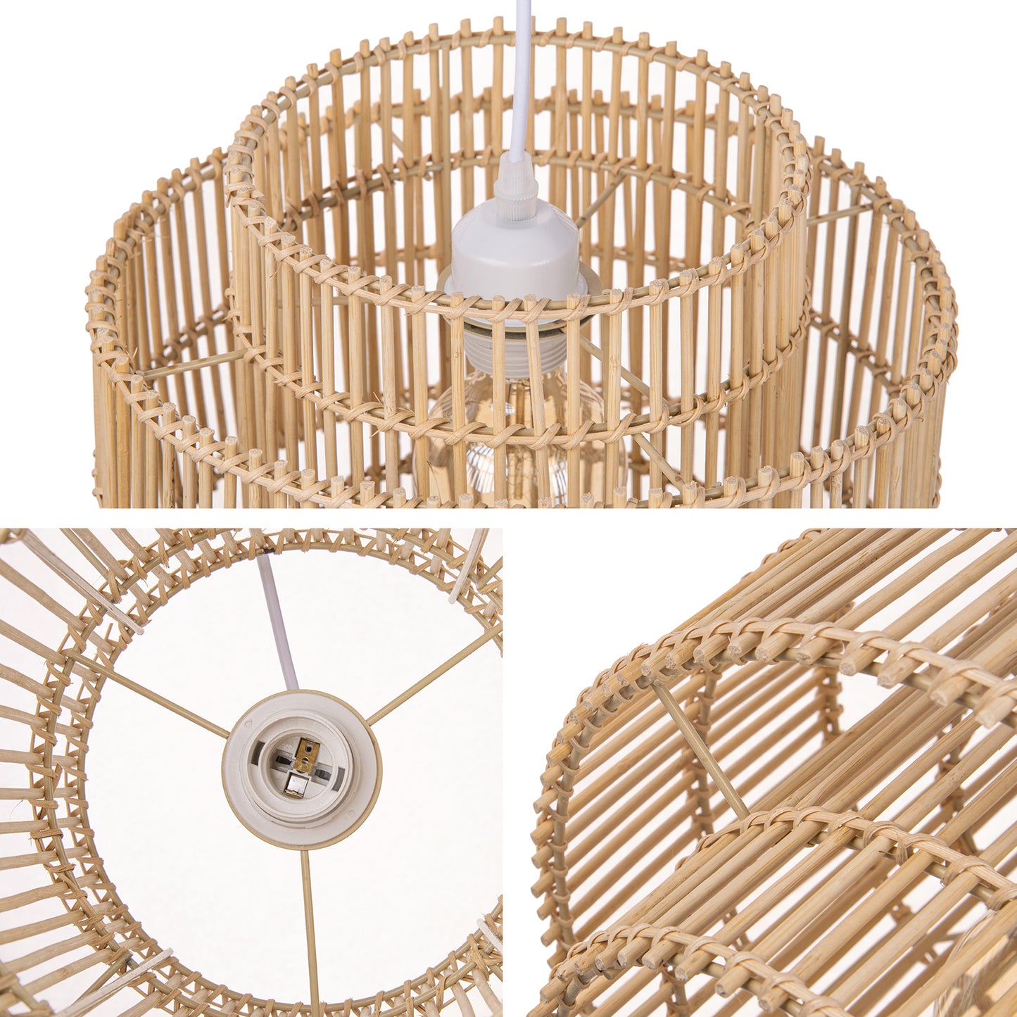 Rattan Pendant Lights for Dining Room, Kitchen, Living Room and Bedroom Beach Rustic Natural Pendant Lights