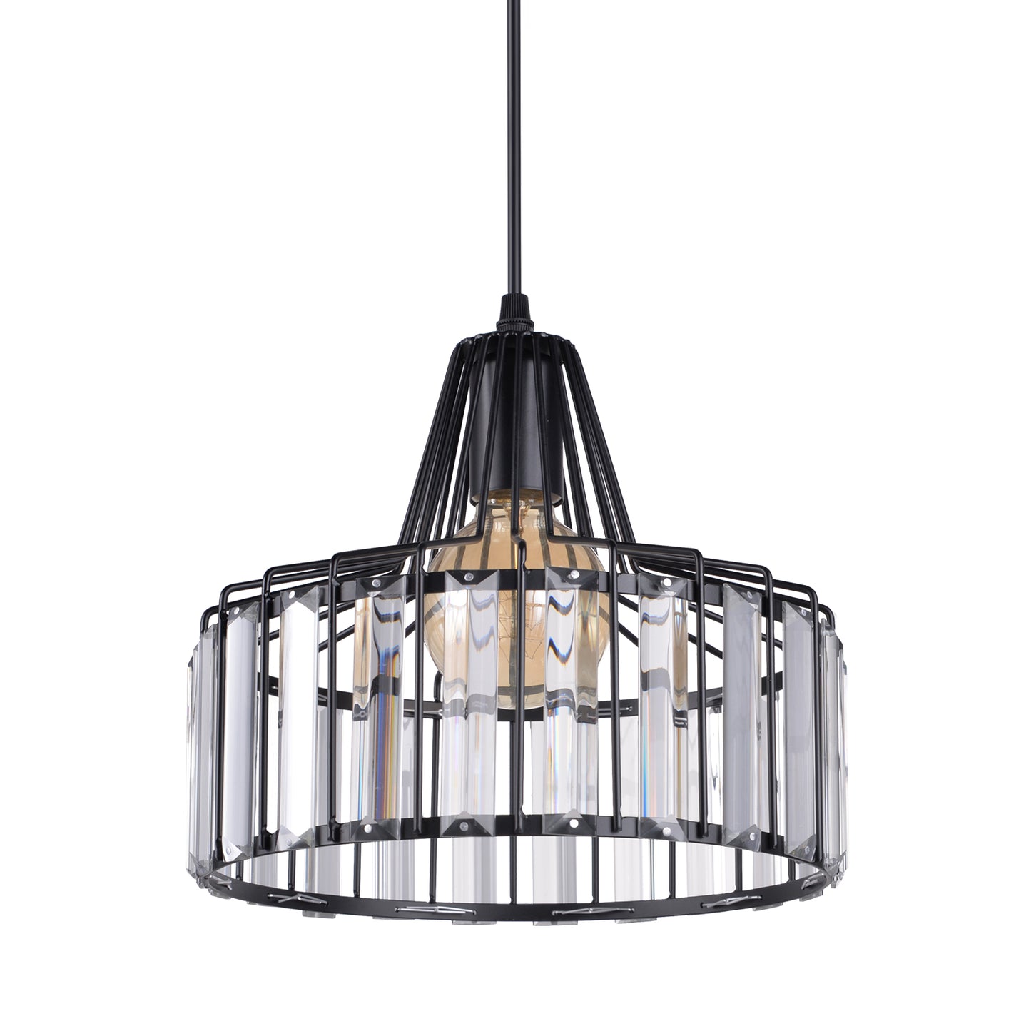 （Q)Modern Nordic Style Black Crystal Chandelier, Creative Personalized Lampshade, Suitable for Dining Rooms, Living Rooms, Kitchens