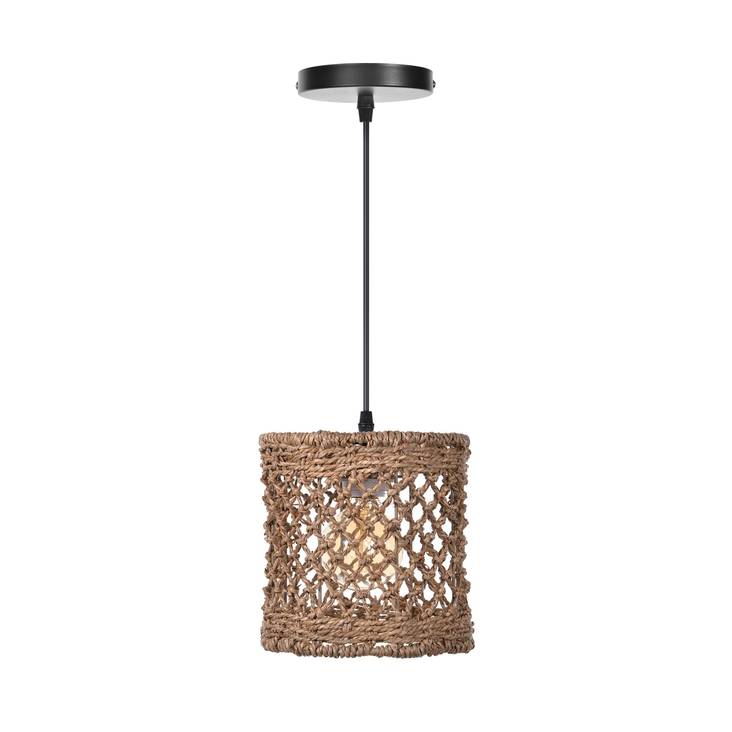 (Z)ARTURESTHOME Handwoven Bamboo Rattan Pendant Light Natural Boho Chic Ceiling Lamp for Home Decor