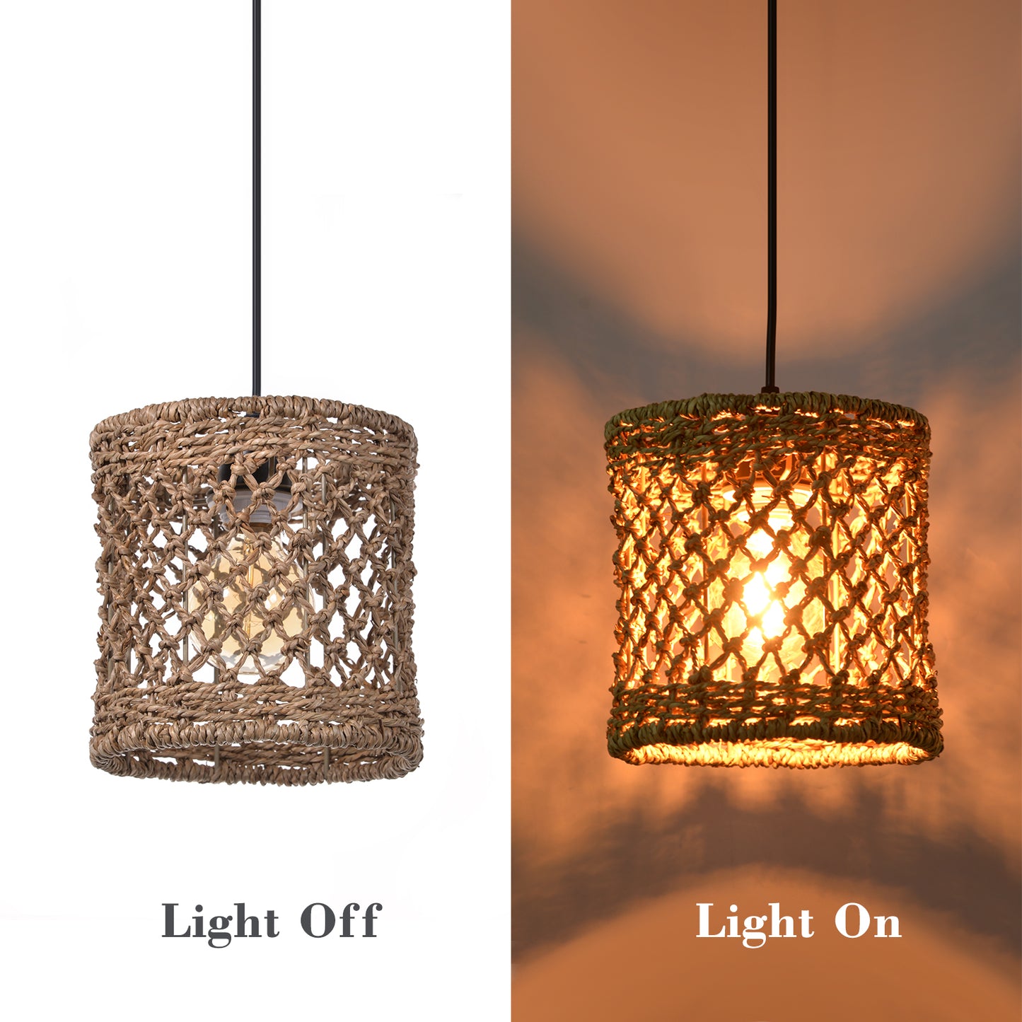 (Z)ARTURESTHOME Handwoven Bamboo Rattan Pendant Light Natural Boho Chic Ceiling Lamp for Home Decor