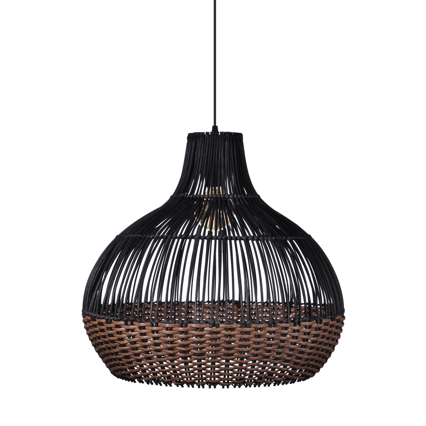 Arturesthome Rattan Pendant Light Fixtures Wicker Boho Black Basket Lighting Chandelier