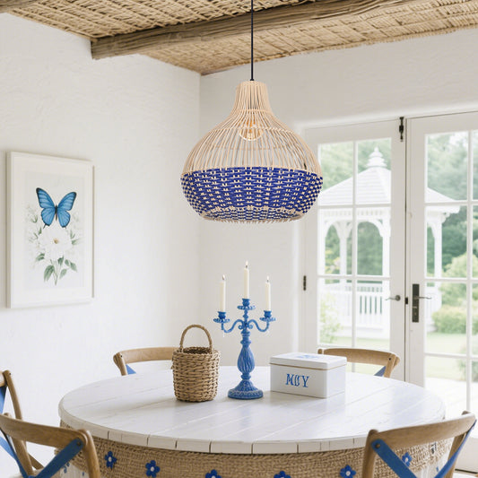 (Q) Handmade Rattan Pendant Light, Bohemian Style Rattan Pendant Light, Suitable For Kitchen, Bedroom, Living Room.