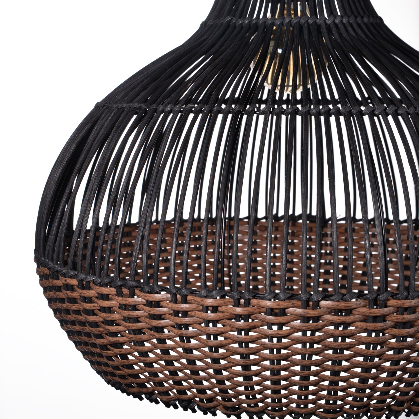 Salt Lake Handwoven Kitchen Island Black Rattan Pendant Light