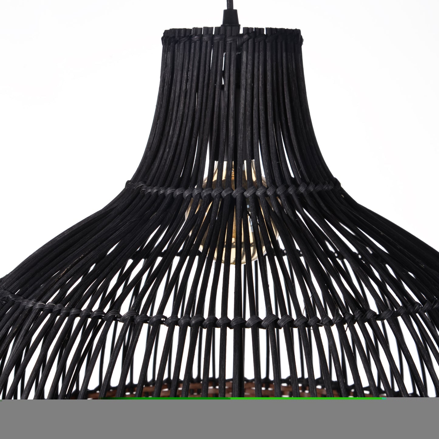 Salt Lake Handwoven Kitchen Island Black Rattan Pendant Light