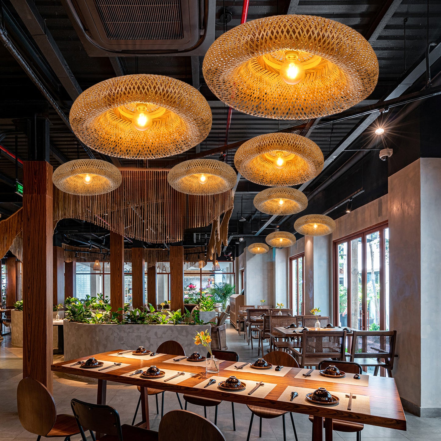 (Q) Handmade Rattan Pendant Light, Bohemian Style Rattan Pendant Light, Suitable For Bedrooms And Living Rooms