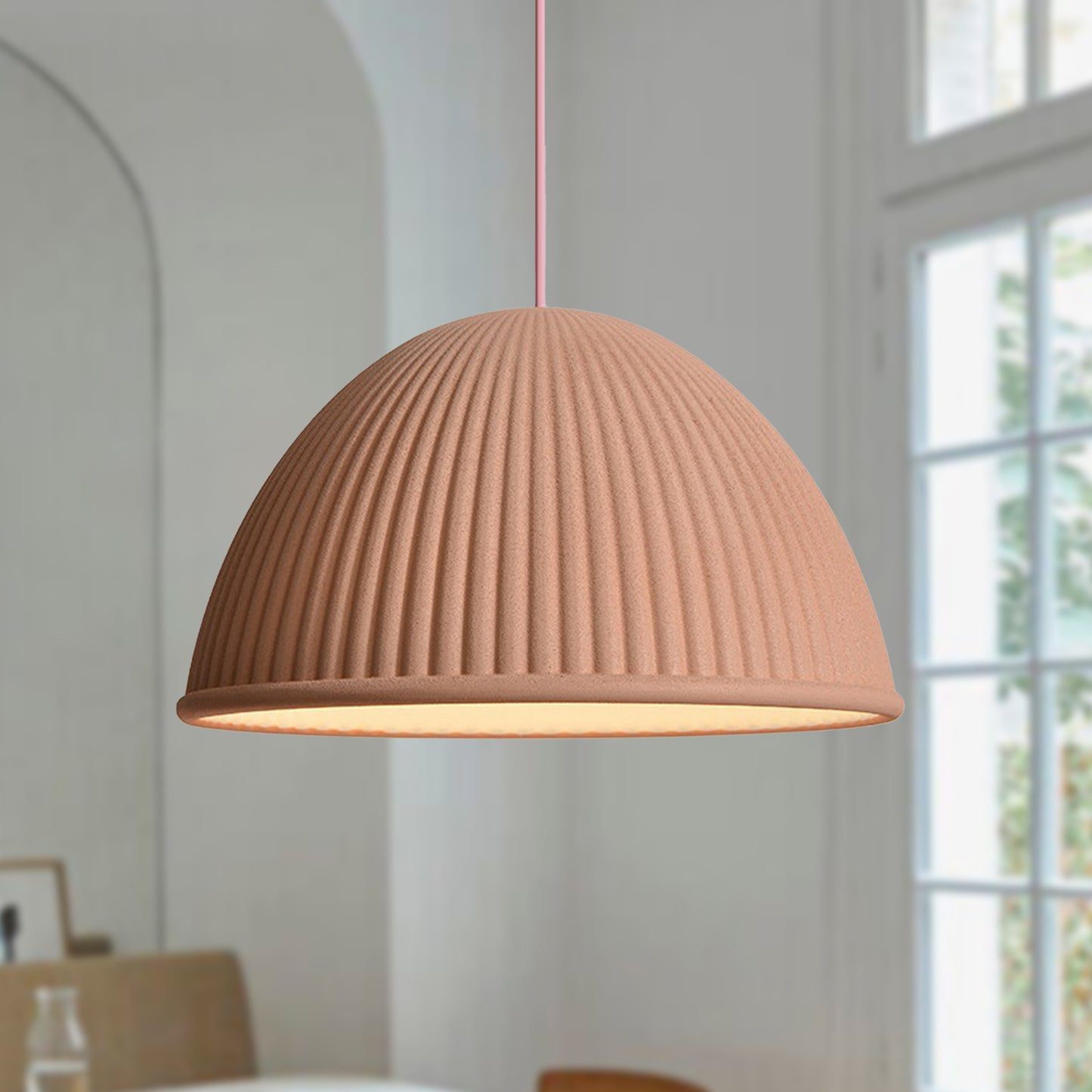 Nordic Modern Art Half Round Resin Pendant Lampshade