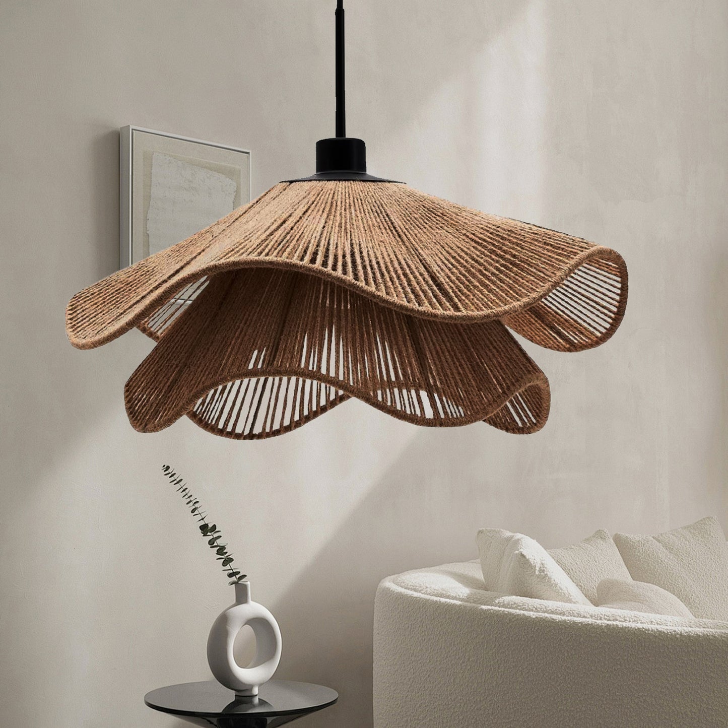 Japanese Natural Woven Interior Decorative Chandelier