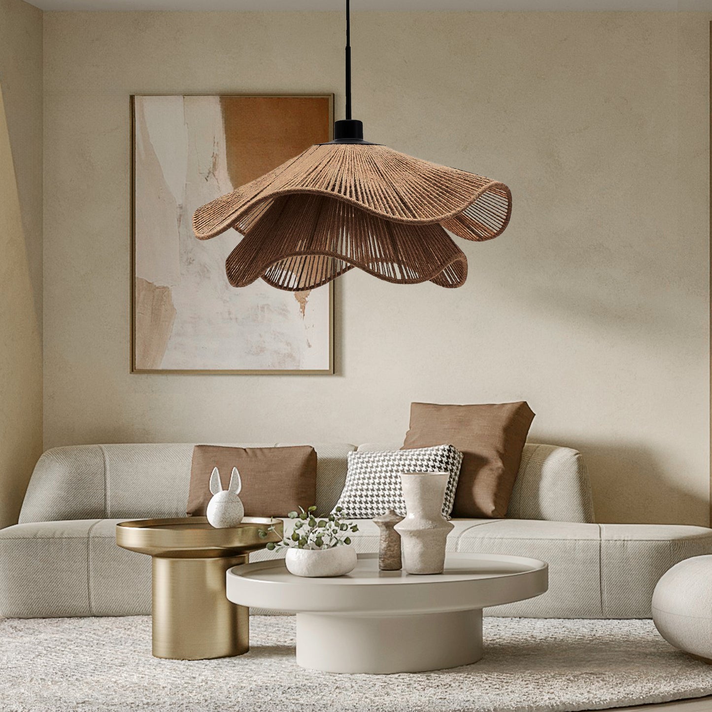 Japanese Natural Woven Interior Decorative Chandelier