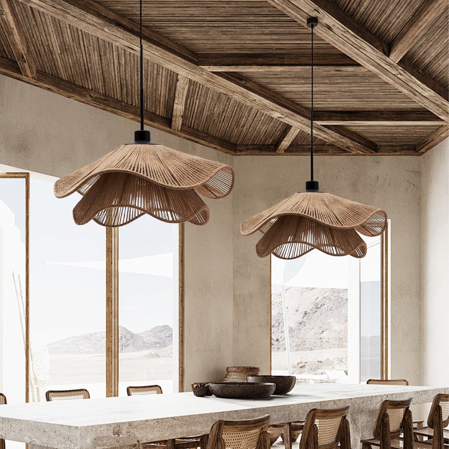 Japanese Natural Woven Interior Decorative Chandelier