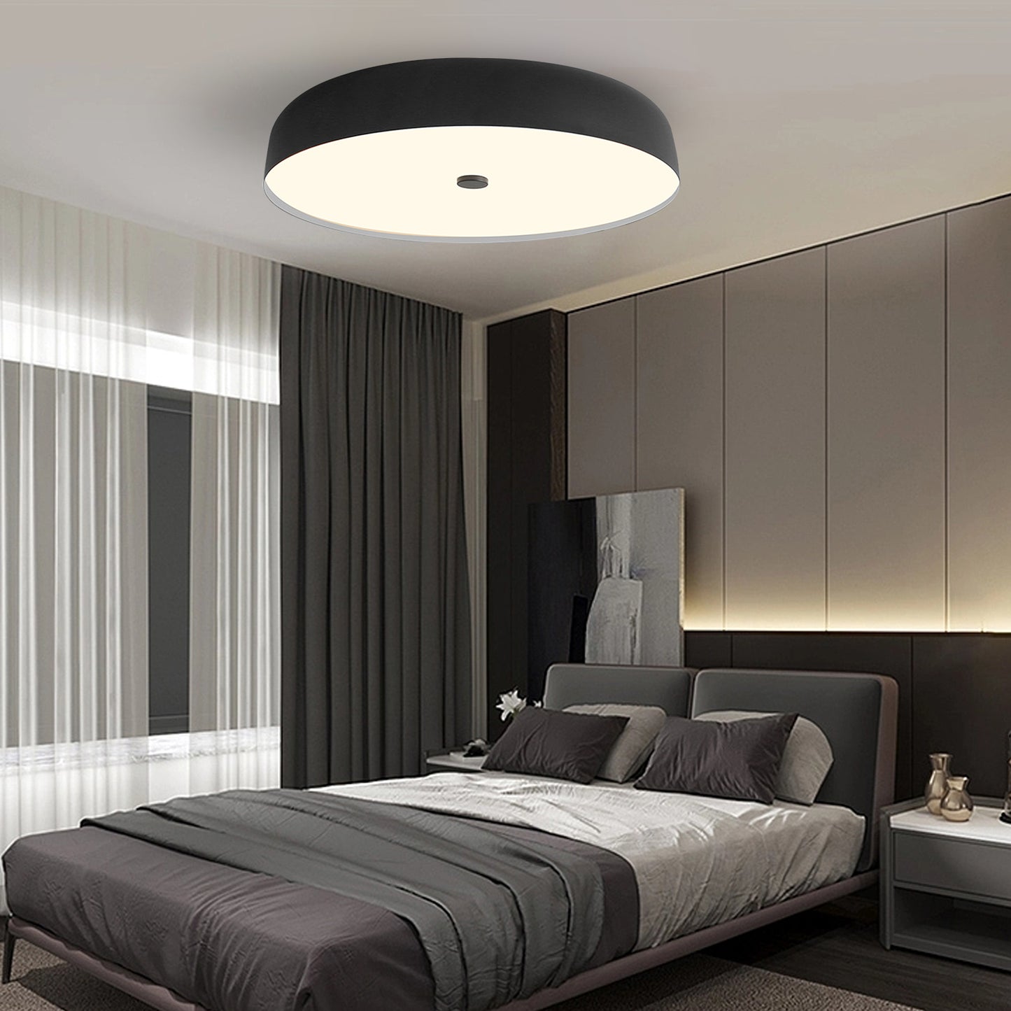 (N) ARTURESTHOME French Bauhaus Indoor Lighting Iron Ceiling Lamp Can Change Light in Three Colors