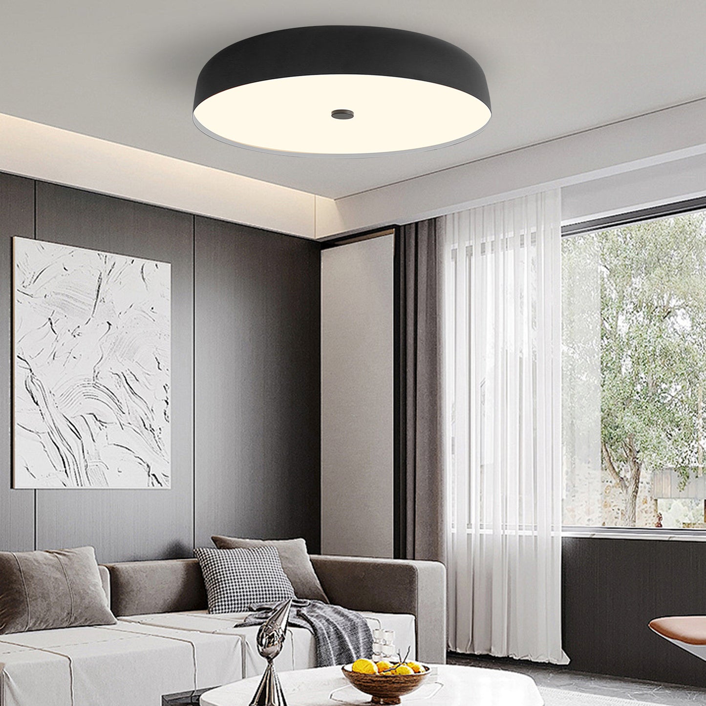 (N) ARTURESTHOME French Bauhaus Indoor Lighting Iron Ceiling Lamp Can Change Light in Three Colors