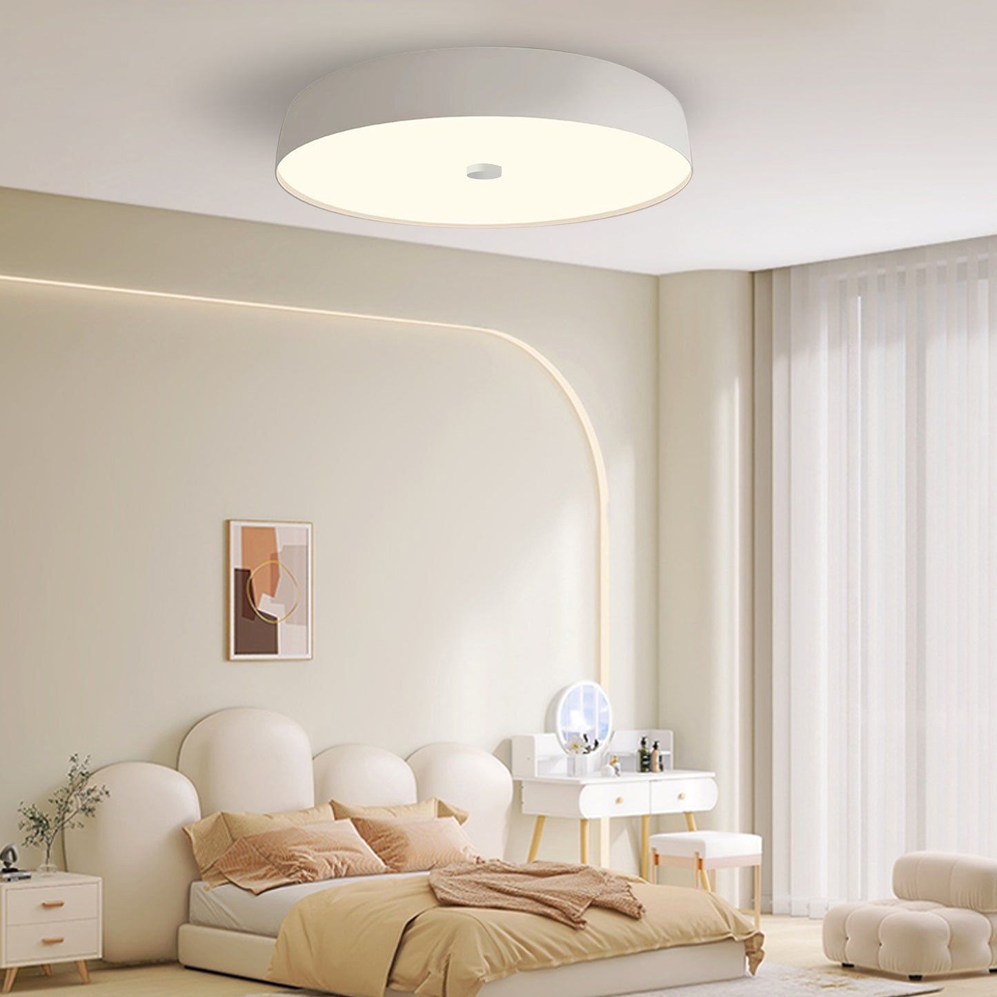 (N) ARTURESTHOME French Simple Acrylic Round Lamp Shade Home Bedroom Ceiling Lights