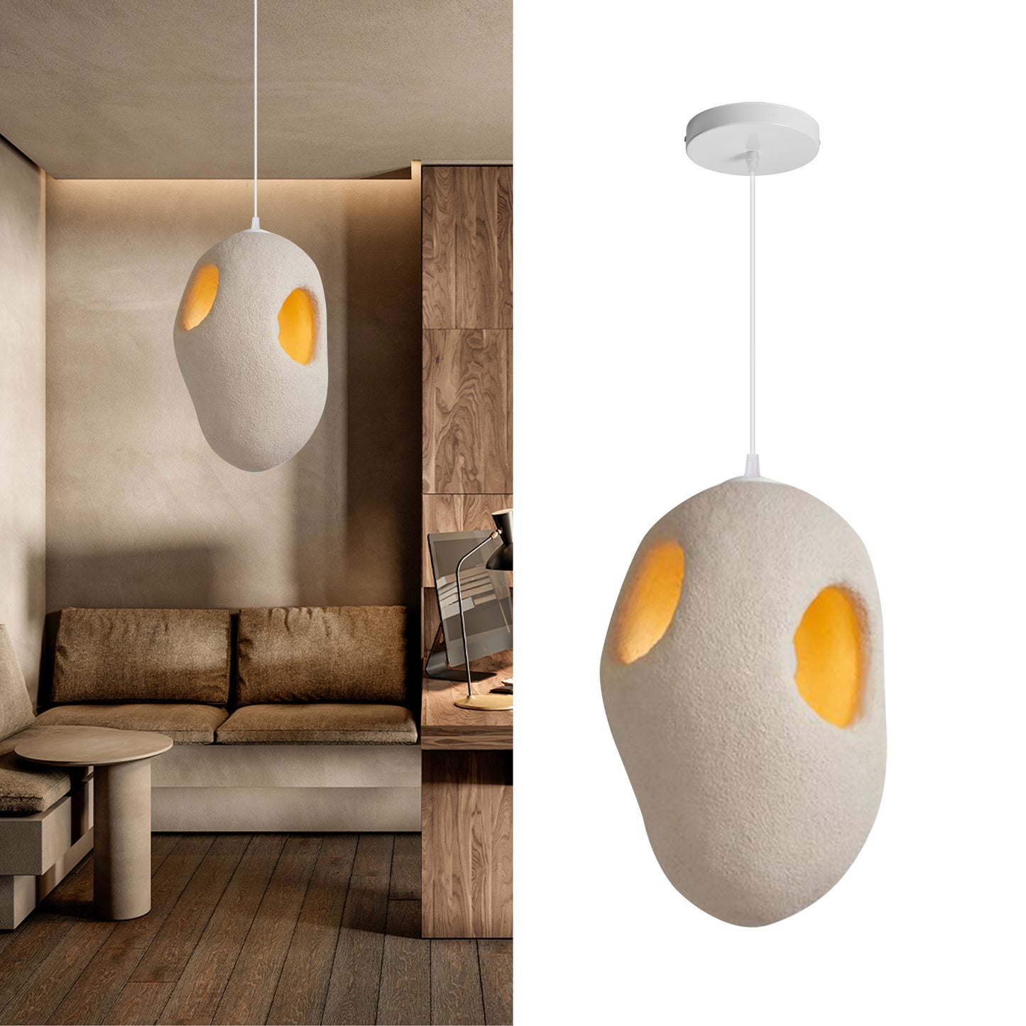 (N) ARTURESTHOME Japanese Wabi-sabi Style Mango Decorative Home Lampshade Lighting Chandelier