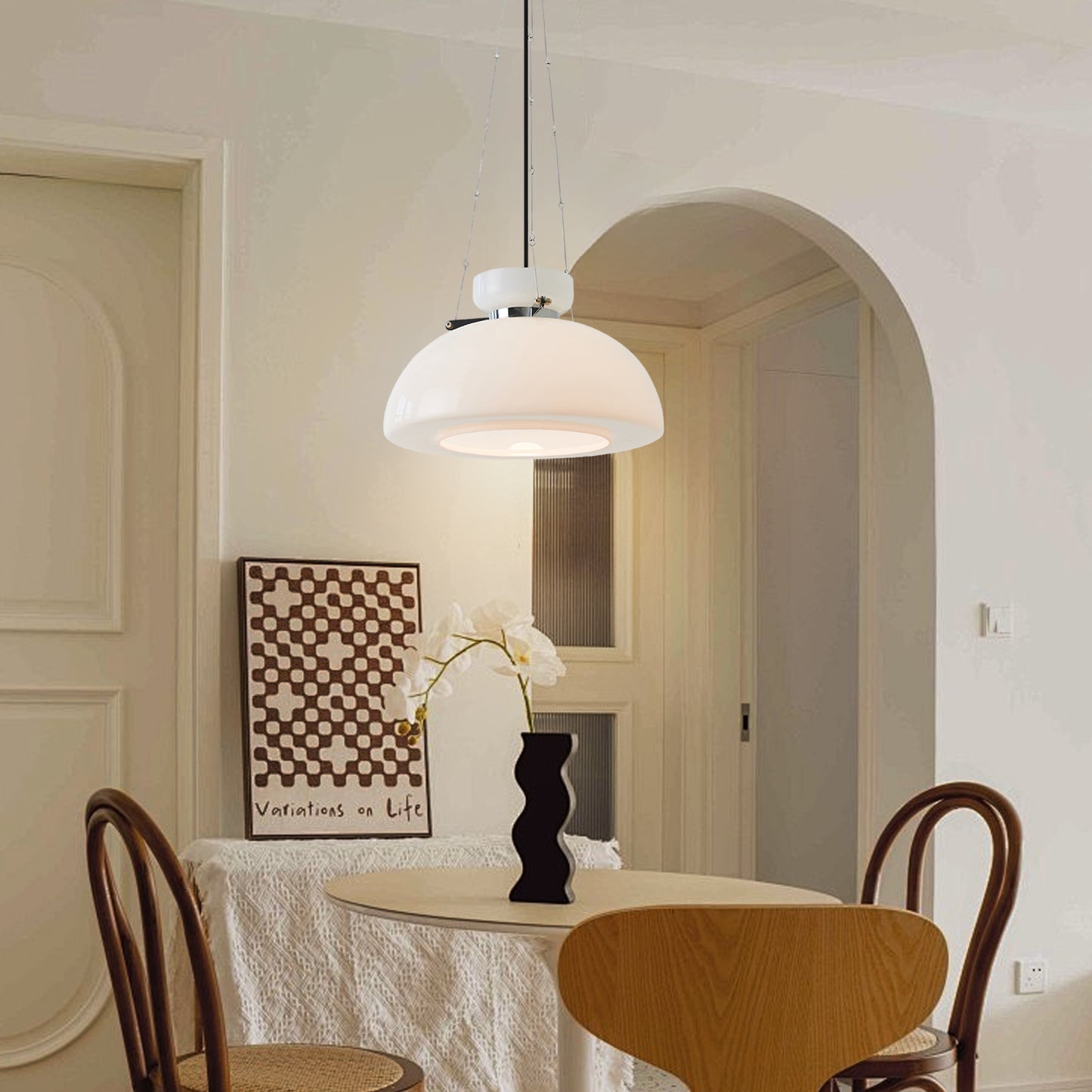 (N) ARTURESTHOME Nordic Medieval Glass Chandelier Modern Dining Room Lighting Fixtures