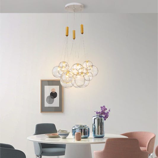 (M)Brass Globe Glass Pendant Light for Living Room/BedRoom