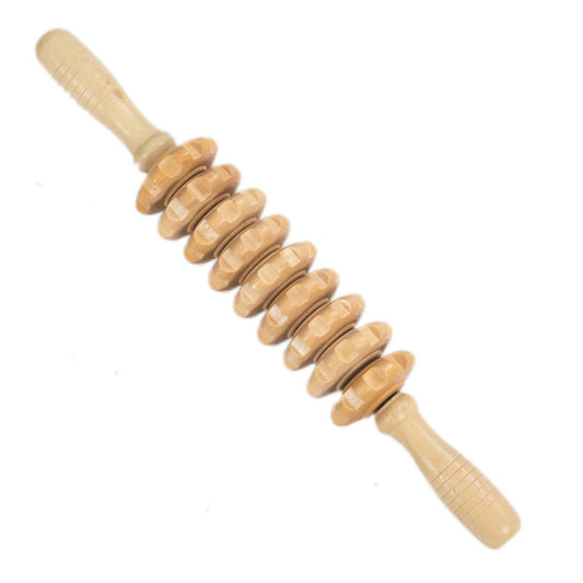 (Y)Wooden Yoga Massage Stick Fascia Muscle Relaxation Roller