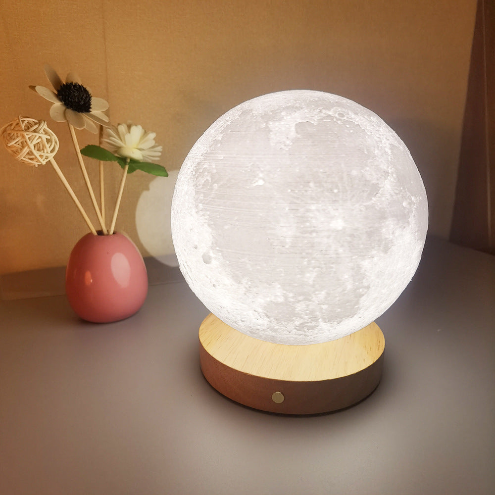 (Y)Moon Light Rotating Sleep Moon Night Light Bedroom Desk Rechargeable Desk Lamp Bedlight Creative Gift Atmosphere Light