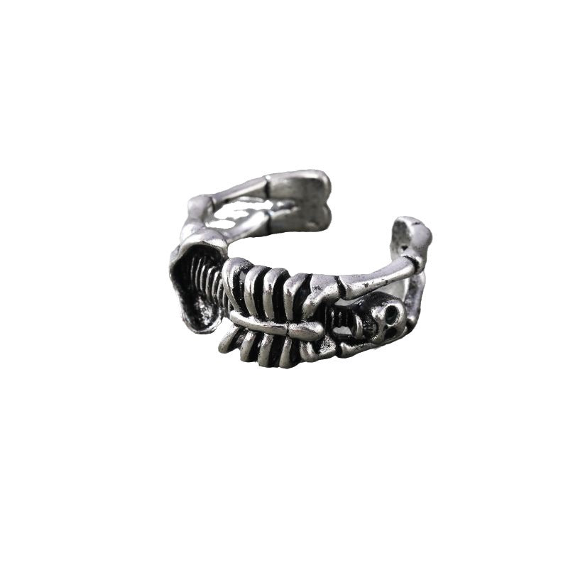 (Y)Rock punk skeleton open ring, men's exaggerated retro ring, exaggerated punk bracelet