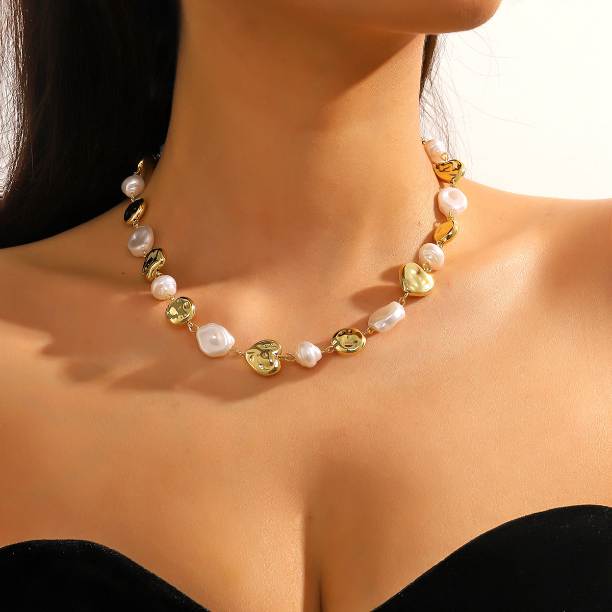 (Y)Love necklace imitation pearl bead necklace