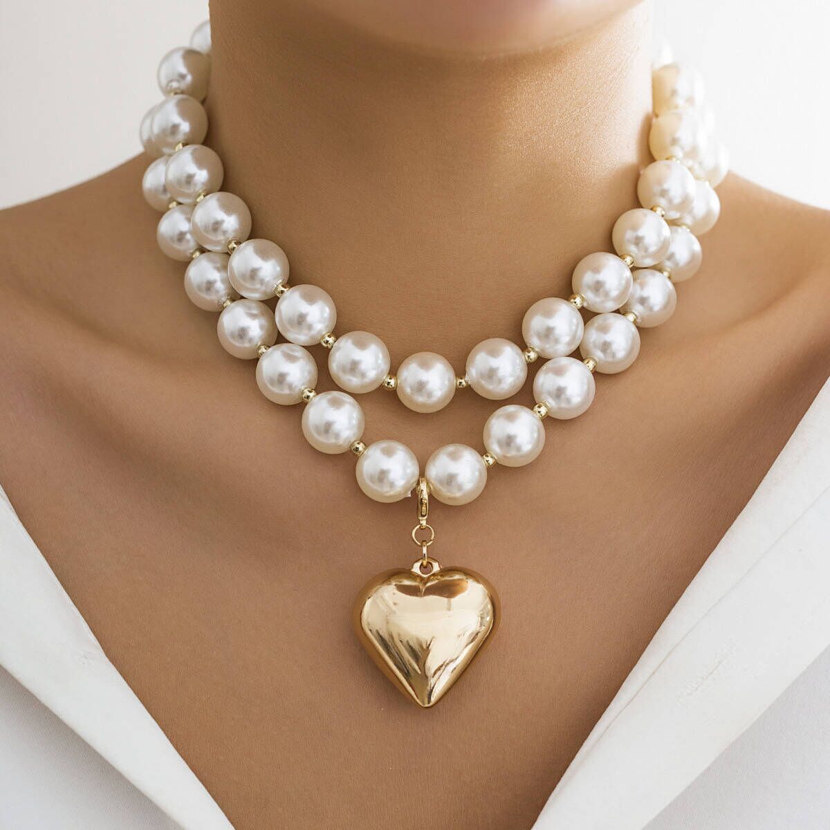 (Y)New Love Pearl Necklace with a Trendy, High end, and niche Design, Clavicle Chain Jewelry