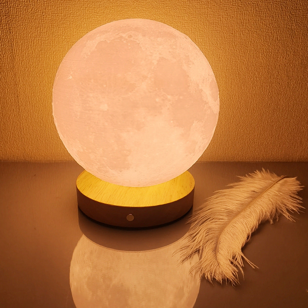 (Y)Moon Light Rotating Sleep Moon Night Light Bedroom Desk Rechargeable Desk Lamp Bedlight Creative Gift Atmosphere Light