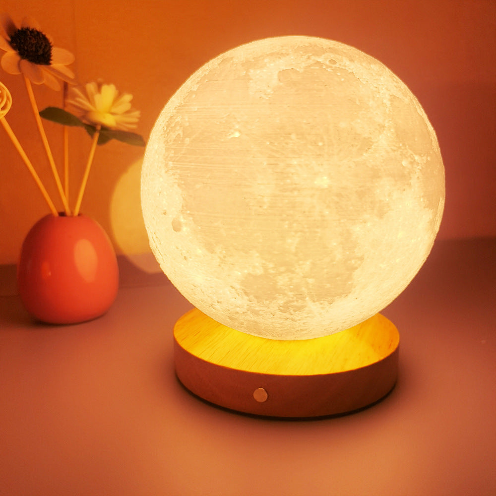 (Y)Moon Light Rotating Sleep Moon Night Light Bedroom Desk Rechargeable Desk Lamp Bedlight Creative Gift Atmosphere Light