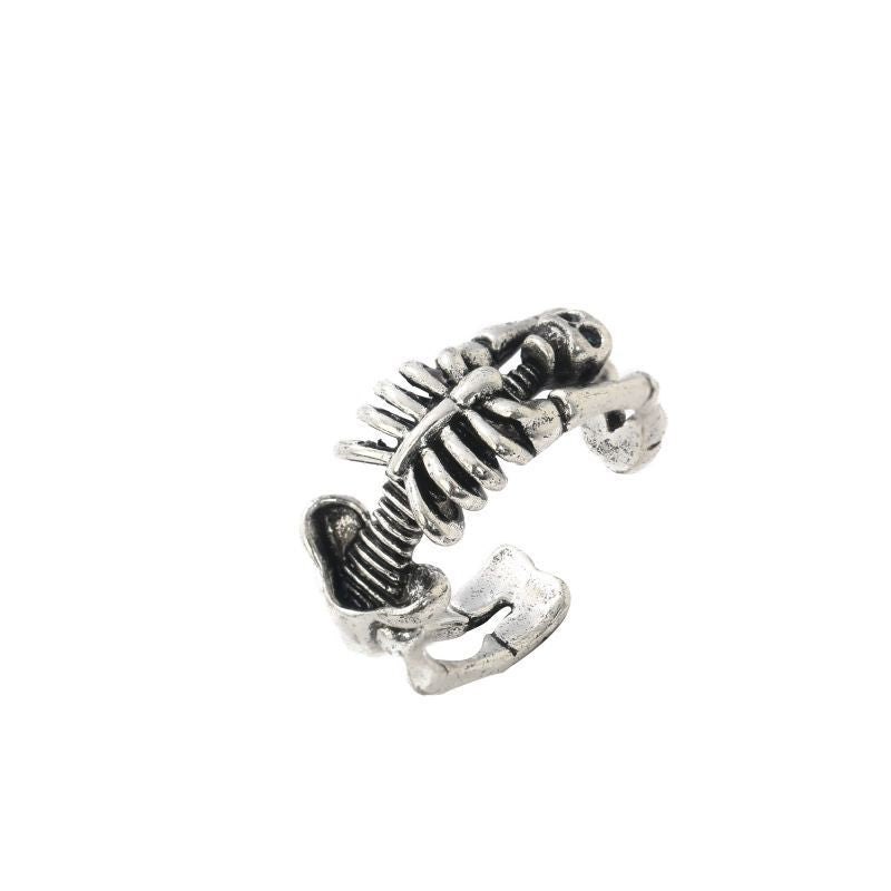 (Y)Rock punk skeleton open ring, men's exaggerated retro ring, exaggerated punk bracelet